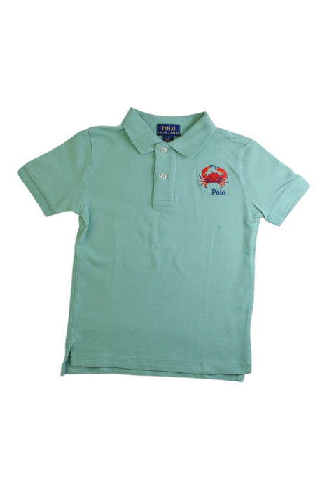 A Green Short Sleeve Polos from Polo Ralph Lauren in size 4T for boy. (Front View)