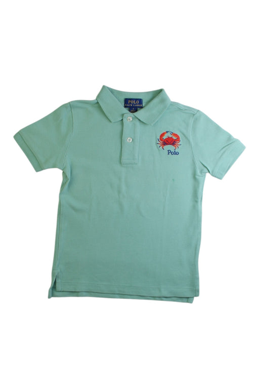 A Green Short Sleeve Polos from Polo Ralph Lauren in size 4T for boy. (Front View)