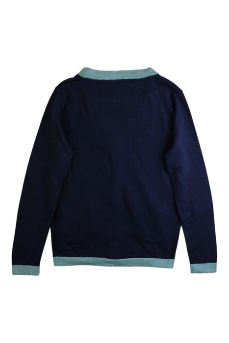 A Navy Cardigans from As Know As Ponpoko in size 5T for boy. (Back View)