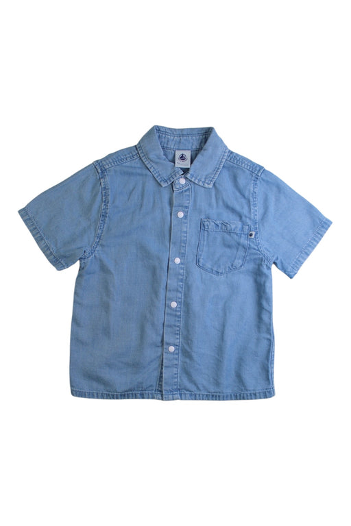 A Blue Short Sleeve Polos from Petit Bateau in size 4T for boy. (Front View)