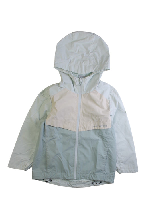 A Blue Rain Jackets from Petit Bateau in size 4T for boy. (Front View)
