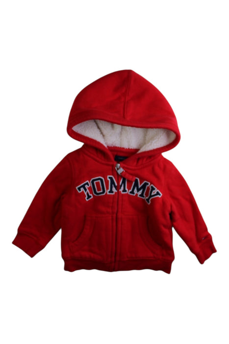 A Red Hooded Sweatshirts from Tommy Hilfiger in size 3-6M for neutral. (Front View)