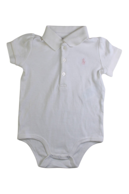 A White Short Sleeve Bodysuits from Ralph Lauren in size 6-12M for girl. (Front View)