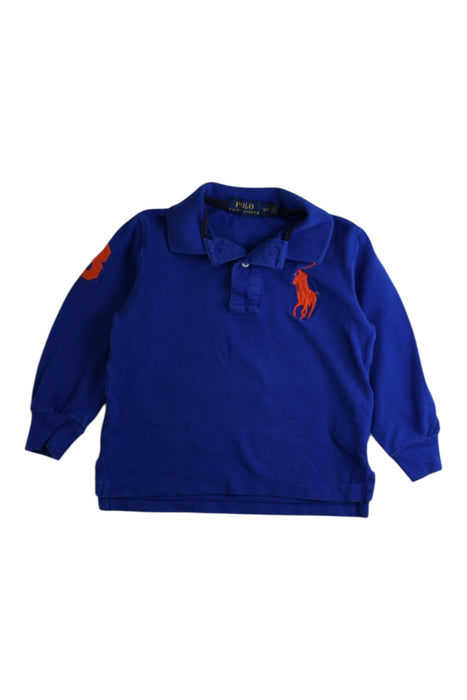 A Blue Long Sleeve Polos from Polo Ralph Lauren in size 2T for boy. (Front View)