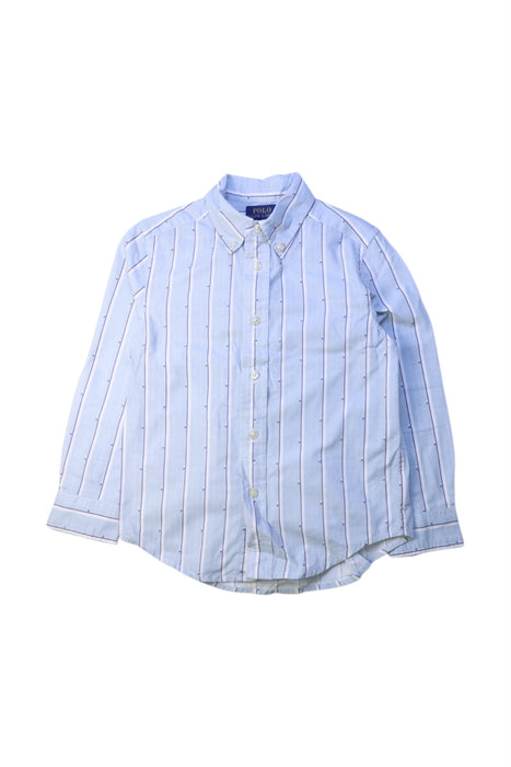 A Blue Long Sleeve Shirts from Polo Ralph Lauren in size 5T for boy. (Front View)