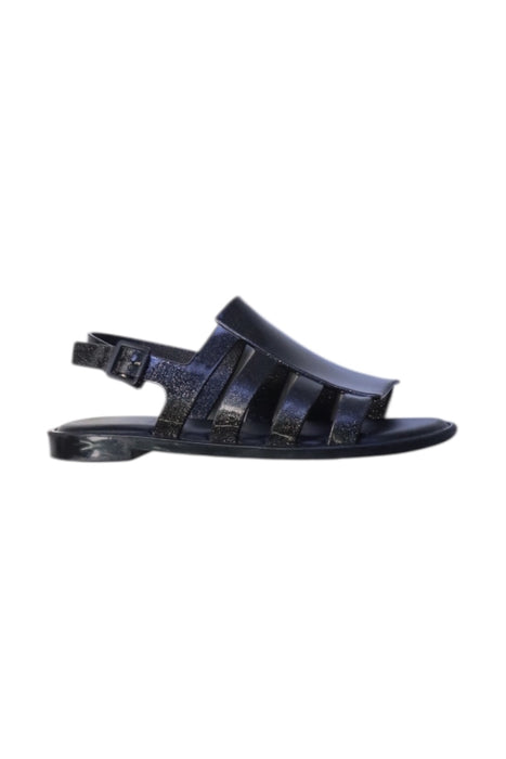 A Black Sandals from Melissa in size 6T for girl. (Front View)