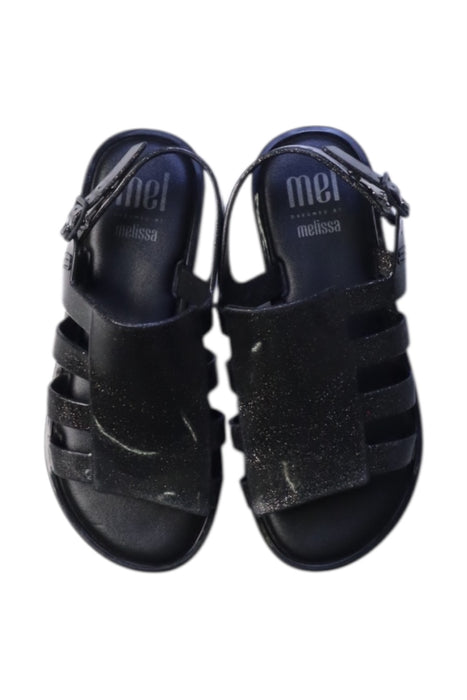 A Black Sandals from Melissa in size 6T for girl. (Back View)