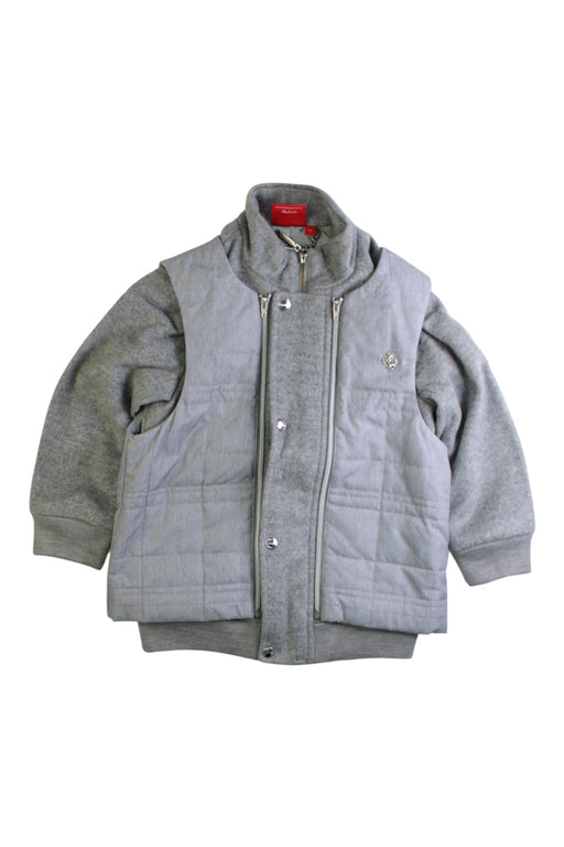 A Grey Puffer/Quilted Jackets from Ferrari in size 4T for boy. (Front View)