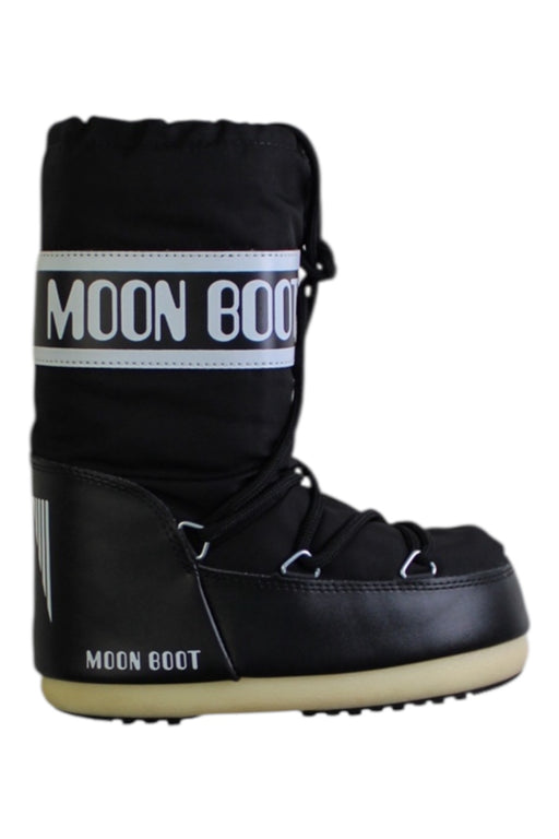A Black Ski Boots from Moon Boot in size 4T for neutral. (Front View)