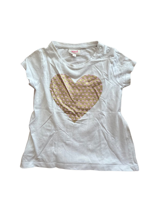 A White Short Sleeve T Shirts from Seed in size 12-18M for girl. (Front View)