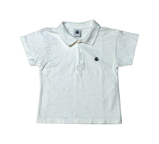 A White Short Sleeve Polos from Petit Bateau in size 2T for boy. (Front View)