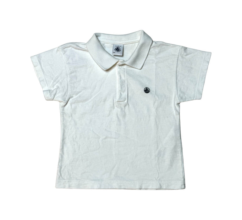 A White Short Sleeve Polos from Petit Bateau in size 2T for boy. (Front View)