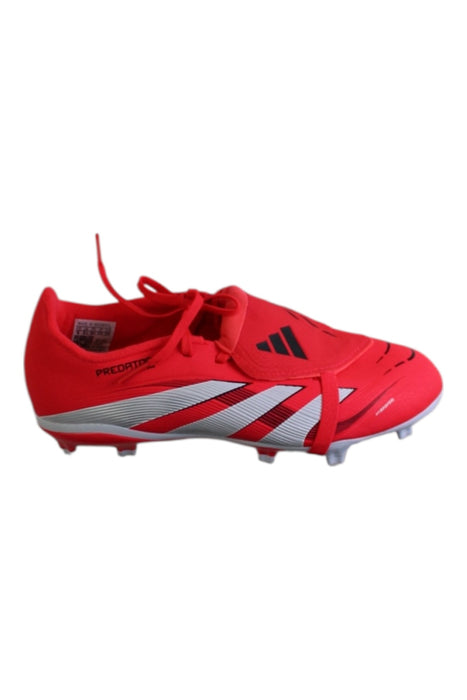 A Red Cleats/Soccer Shoes from Adidas in size 12Y for boy. (Front View)