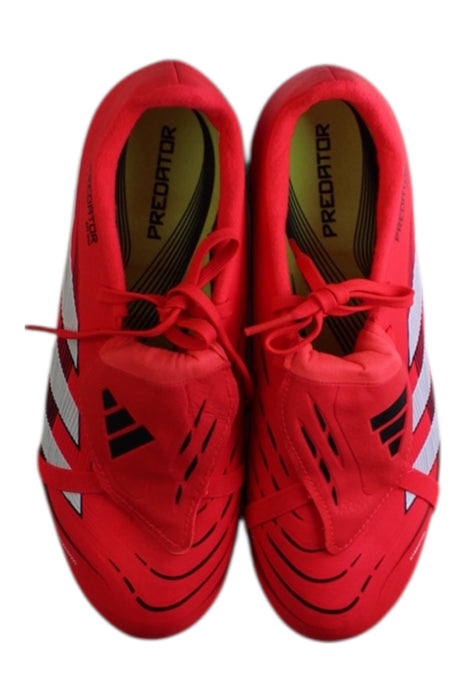A Red Cleats/Soccer Shoes from Adidas in size 12Y for boy. (Back View)