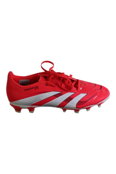 A Red Cleats/Soccer Shoes from Adidas in size 12Y for boy. (Front View)