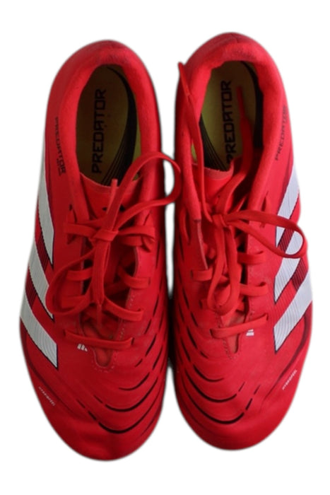 A Red Cleats/Soccer Shoes from Adidas in size 12Y for boy. (Back View)