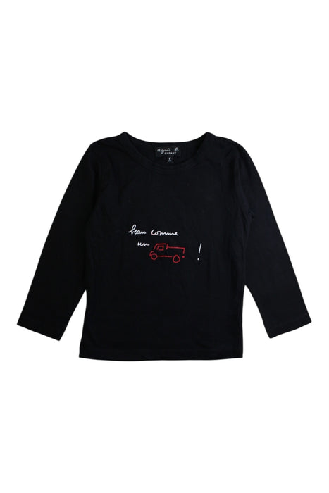 A Black Long Sleeve T Shirts from Agnes b. in size 6T for girl. (Front View)