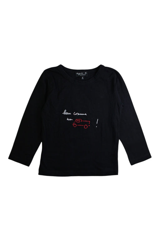 A Black Long Sleeve T Shirts from Agnes b. in size 6T for girl. (Front View)