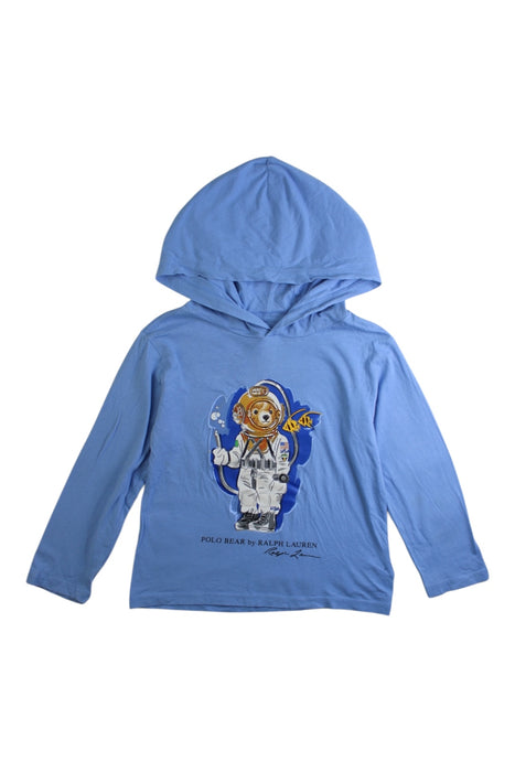 A Blue Hooded Sweatshirts from Polo Ralph Lauren in size 5T for boy. (Front View)