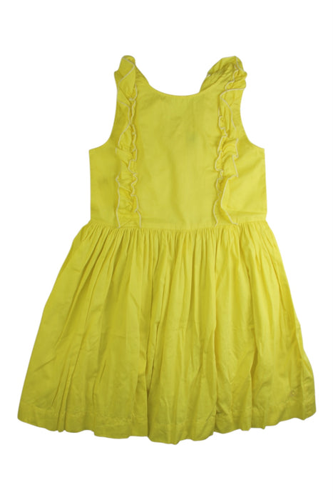 A Yellow Sleeveless Dresses from Petit Bateau in size 8Y for girl. (Front View)