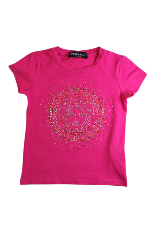 A Pink Short Sleeve Tops from Young Versace in size 6T for girl. (Front View)
