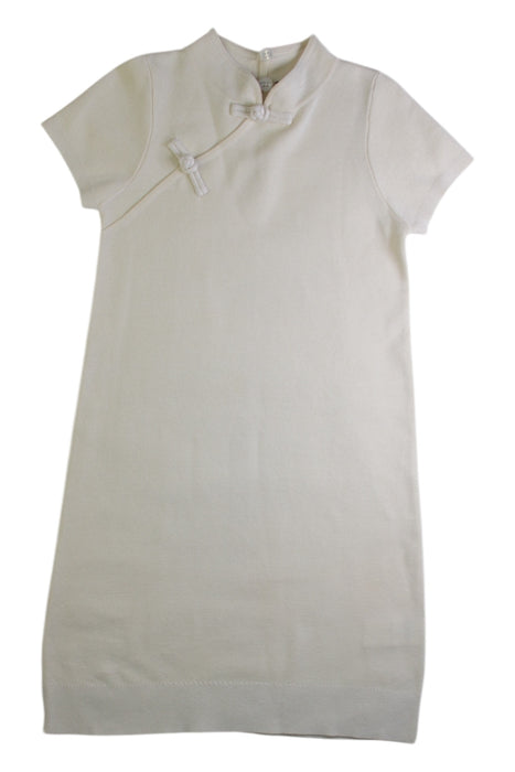 A Ivory Short Sleeve Dresses from Shanghai Tang in size 4T for girl. (Front View)