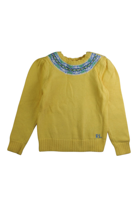 A Yellow Knit Sweaters from Polo Ralph Lauren in size 5T for girl. (Front View)