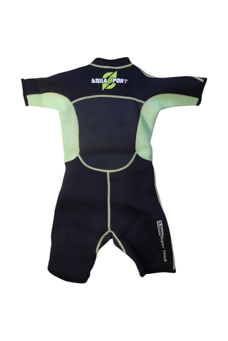 A Black Wetsuits from Aquasport in size 6T for boy. (Back View)