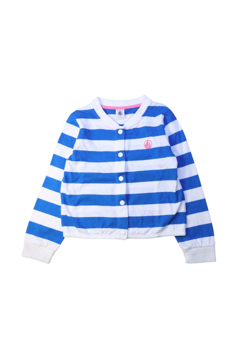 A Blue Cardigans from Petit Bateau in size 5T for girl. (Front View)