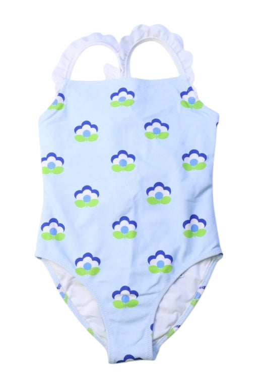 A Blue Swimsuits from Jacadi in size 6T for girl. (Front View)