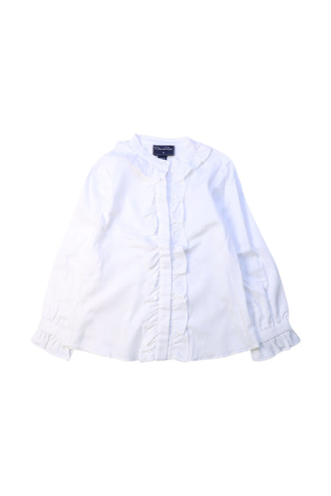 A White Long Sleeve Shirts from Oscar de la Renta in size 4T for girl. (Front View)