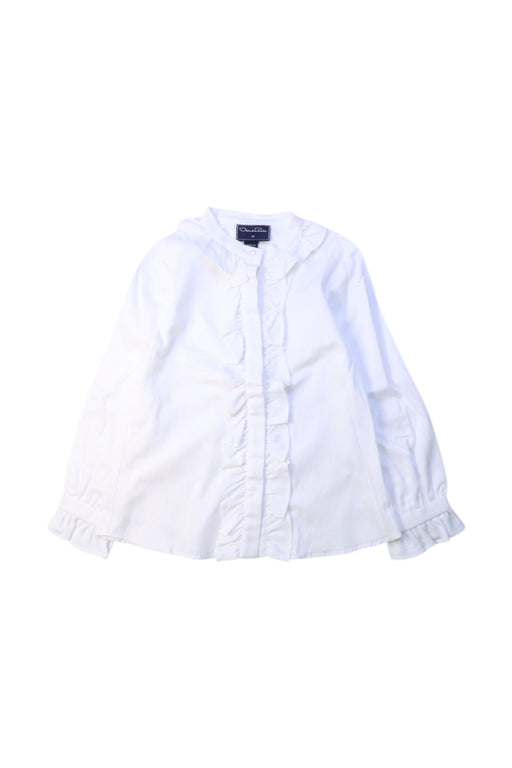 A White Long Sleeve Shirts from Oscar de la Renta in size 4T for girl. (Front View)