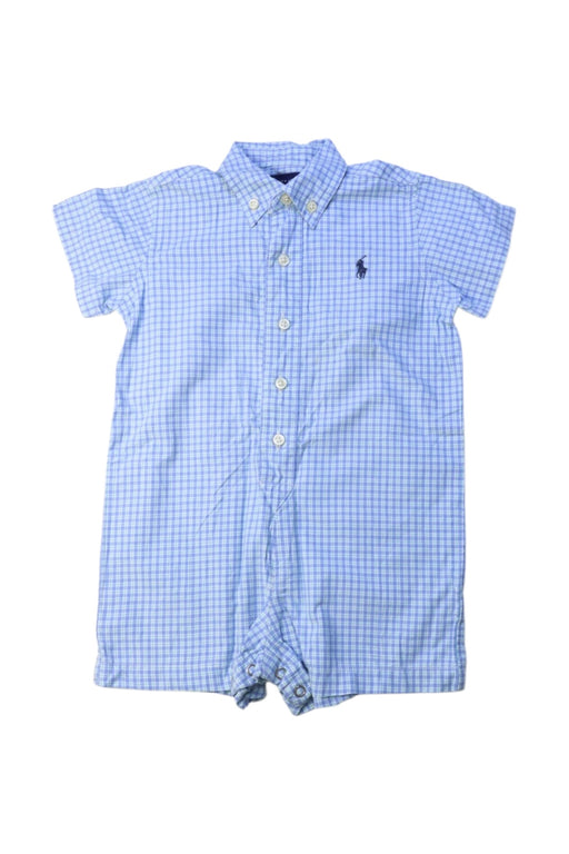 A Blue Short Sleeve Rompers from Ralph Lauren in size 6-12M for boy. (Front View)