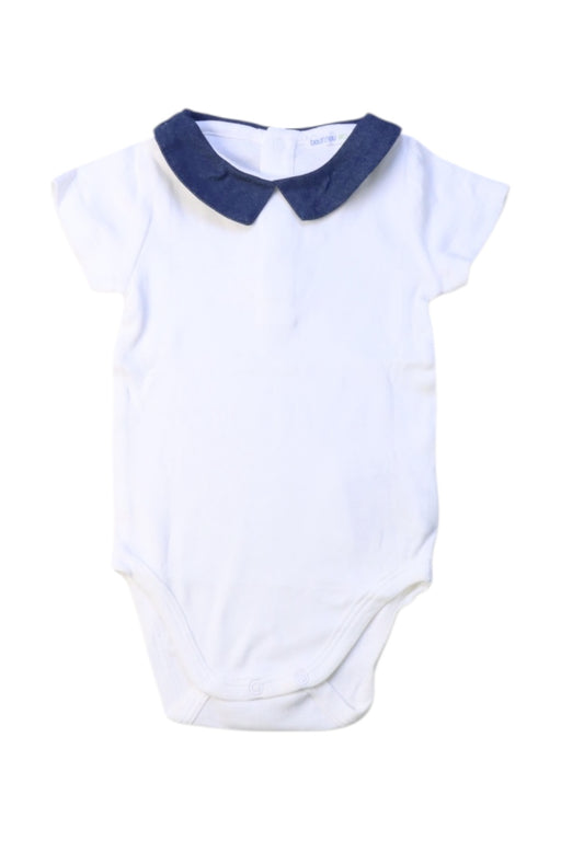 A White Short Sleeve Bodysuits from Bout'Chou in size 6-12M for boy. (Front View)