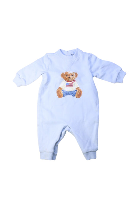 A Blue Long Sleeve Rompers from Ralph Lauren in size 0-3M for boy. (Front View)