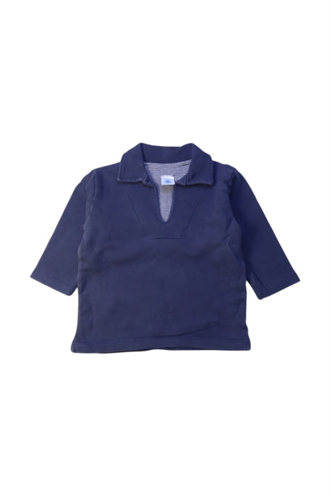 A Navy Long Sleeve Polos from Petit Bateau in size 6-12M for boy. (Front View)
