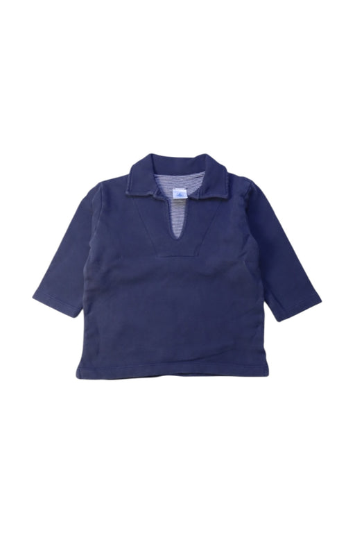 A Navy Long Sleeve Polos from Petit Bateau in size 6-12M for boy. (Front View)