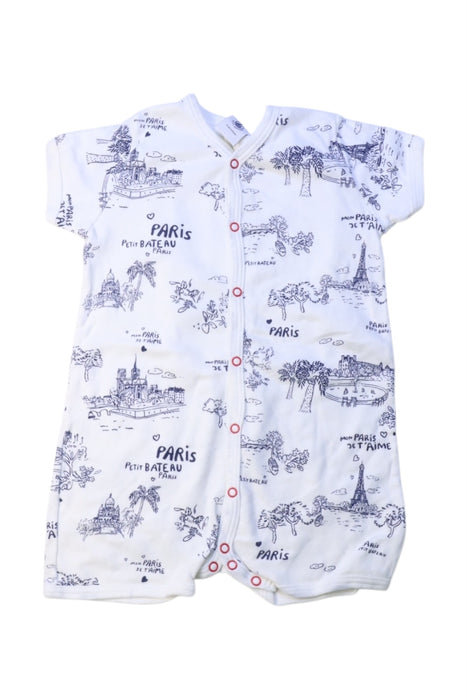 A White Short Sleeve Rompers from Petit Bateau in size 12-18M for boy. (Front View)