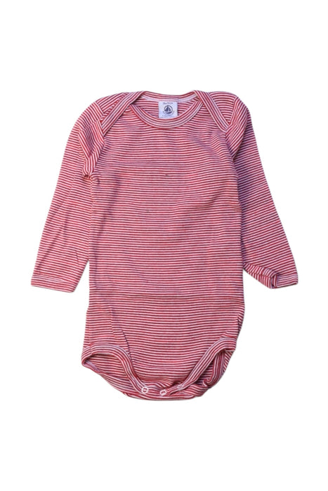 A Red Long Sleeve Bodysuits from Petit Bateau in size 12-18M for boy. (Front View)