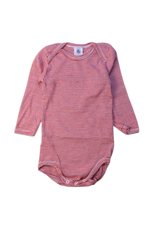 A Red Long Sleeve Bodysuits from Petit Bateau in size 12-18M for boy. (Front View)