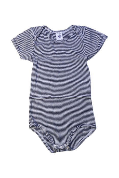 A Navy Short Sleeve Bodysuits from Petit Bateau in size 3T for boy. (Front View)