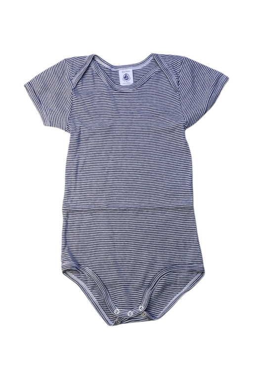 A Navy Short Sleeve Bodysuits from Petit Bateau in size 3T for boy. (Front View)