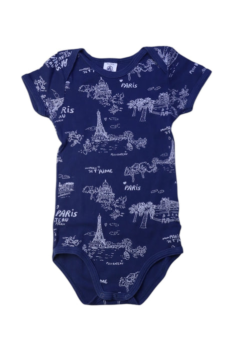 A Navy Short Sleeve Bodysuits from Petit Bateau in size 3T for boy. (Front View)