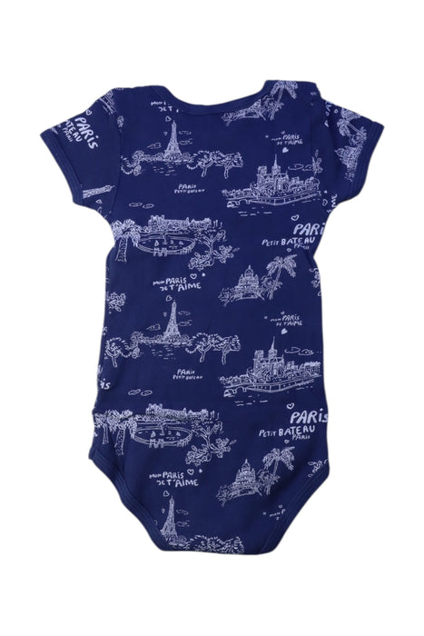 A Navy Short Sleeve Bodysuits from Petit Bateau in size 3T for boy. (Back View)