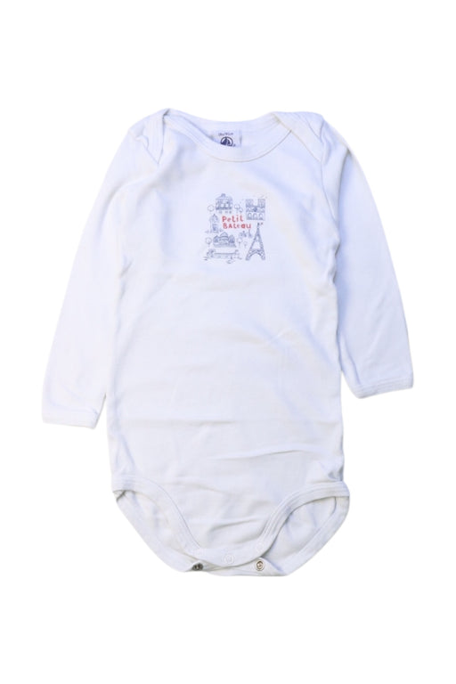 A White Long Sleeve Bodysuits from Petit Bateau in size 12-18M for boy. (Front View)