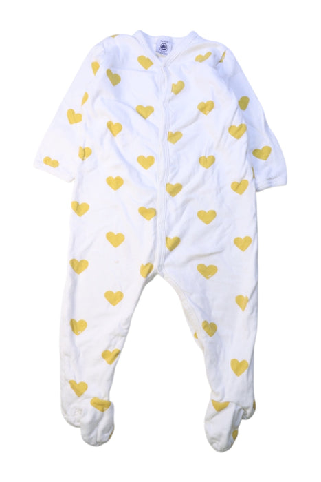 A White Onesies from Petit Bateau in size 12-18M for girl. (Front View)