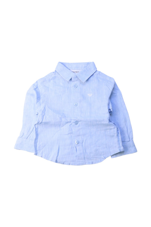 A Blue Long Sleeve Shirts from Emporio Armani in size 3-6M for boy. (Front View)
