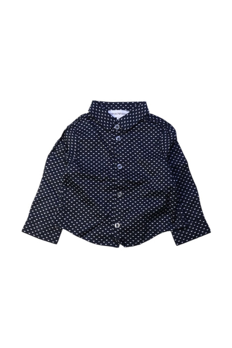A Black Long Sleeve Shirts from Emporio Armani in size 3-6M for boy. (Front View)