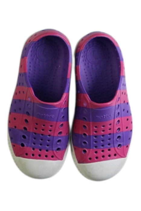 A Pink Slip Ons from Native Shoes in size 4T for girl. (Back View)