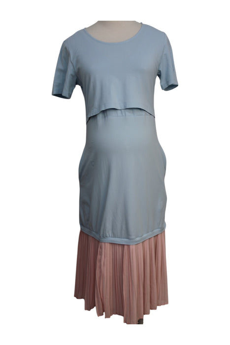 A Blue Short Sleeve Dresses from Jump Eat Cry in size Maternity-S for maternity. (Front View)